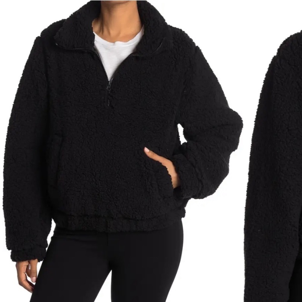 NWT Sage Collective Black Jetsetter Cropped Teddy Jacket